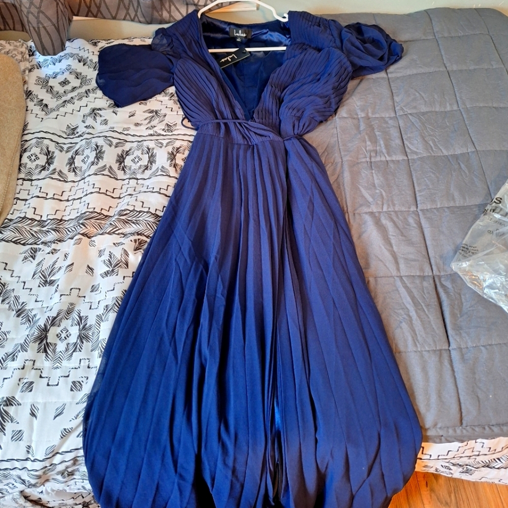 Lulus navy blue wrap around dress